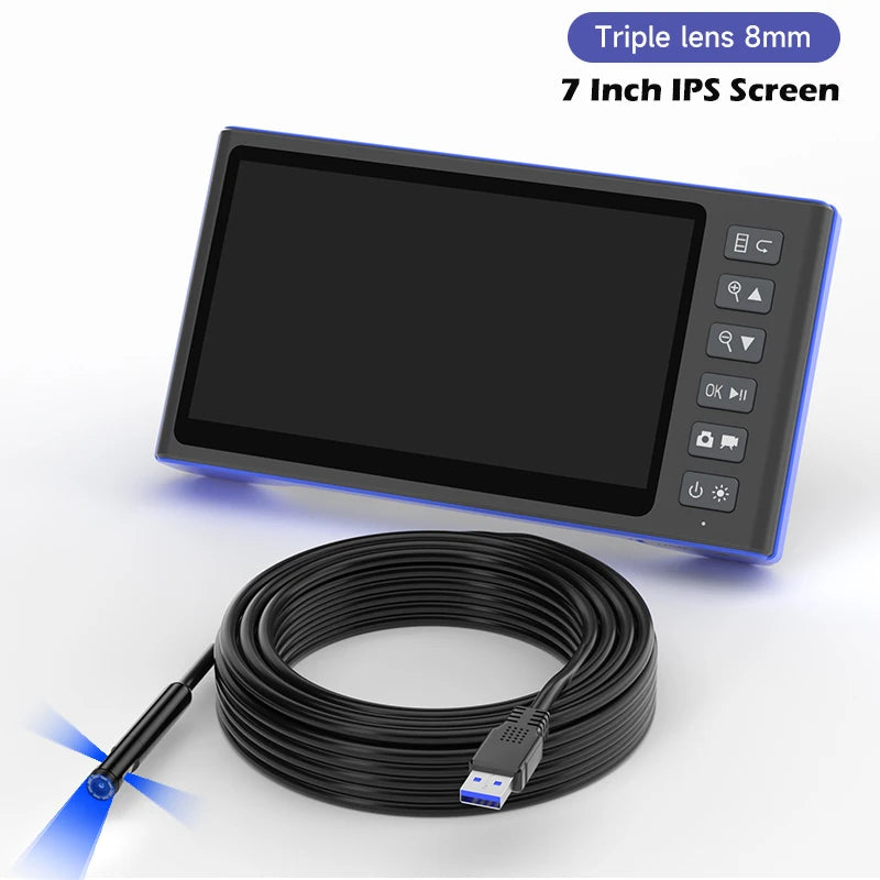 7‘’ IPS Screen Borescope Detachable Design Multiple Lens HD1080P