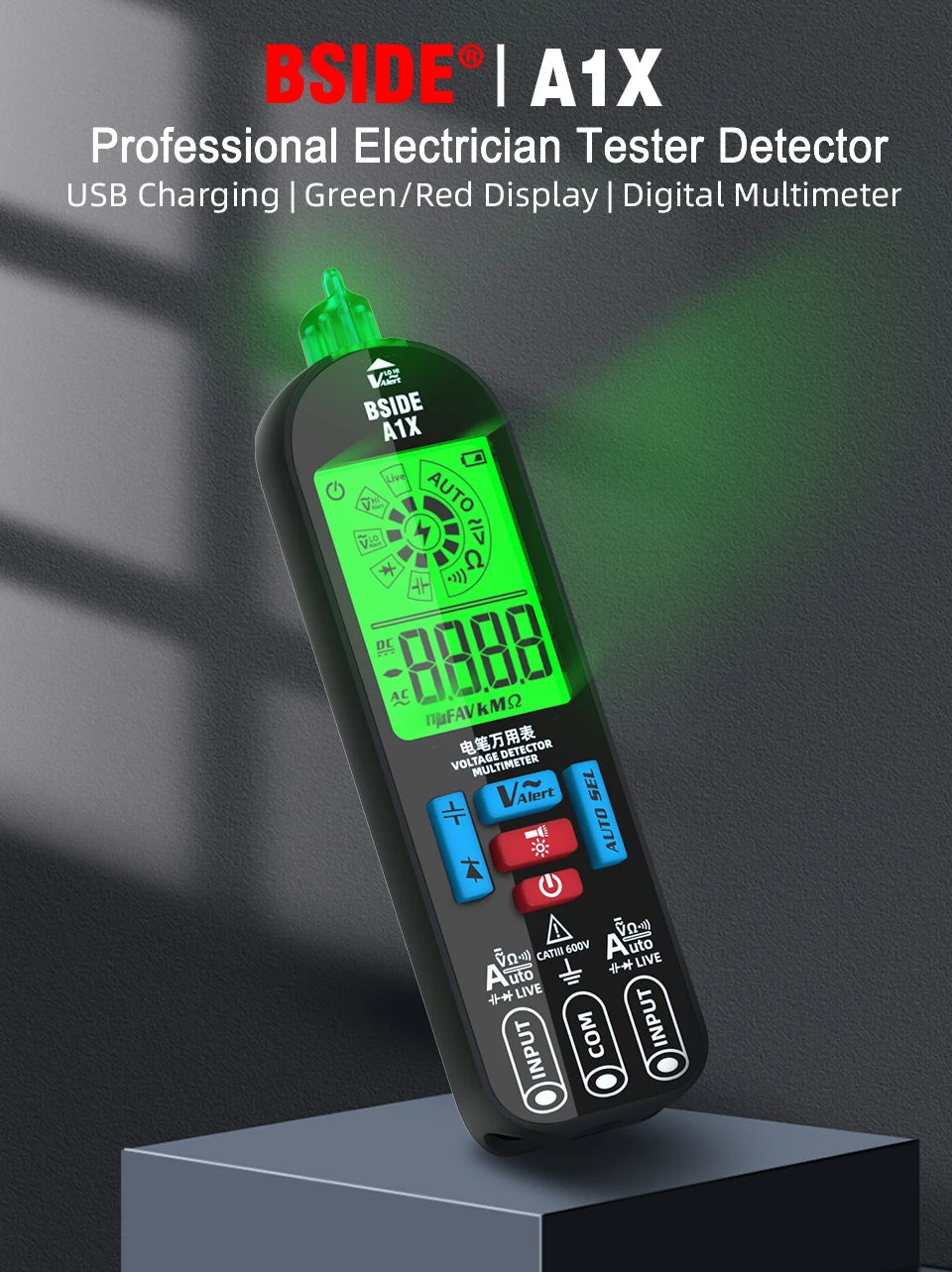 BSIDE NEW Voltage Tester Pen Multimeter Electronic USB Tester