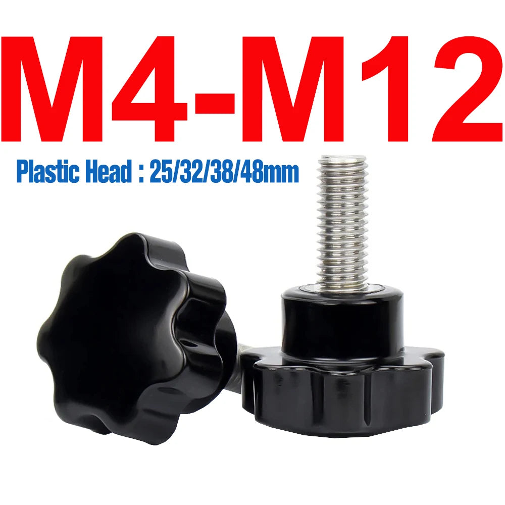 Carbon Steel Hand Knob Screws Bolt M4 M5 M6 M8 M10 M12 Plastic Star