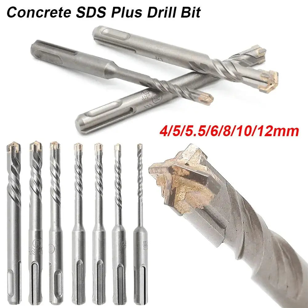 Cross Tips Concrete SDS Plus Drill Bit 4 Cutters Round Shank Impact