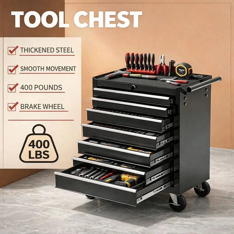 7-Drawer Rolling Tool Chest & Cabinet – Garage & Workshop Storage