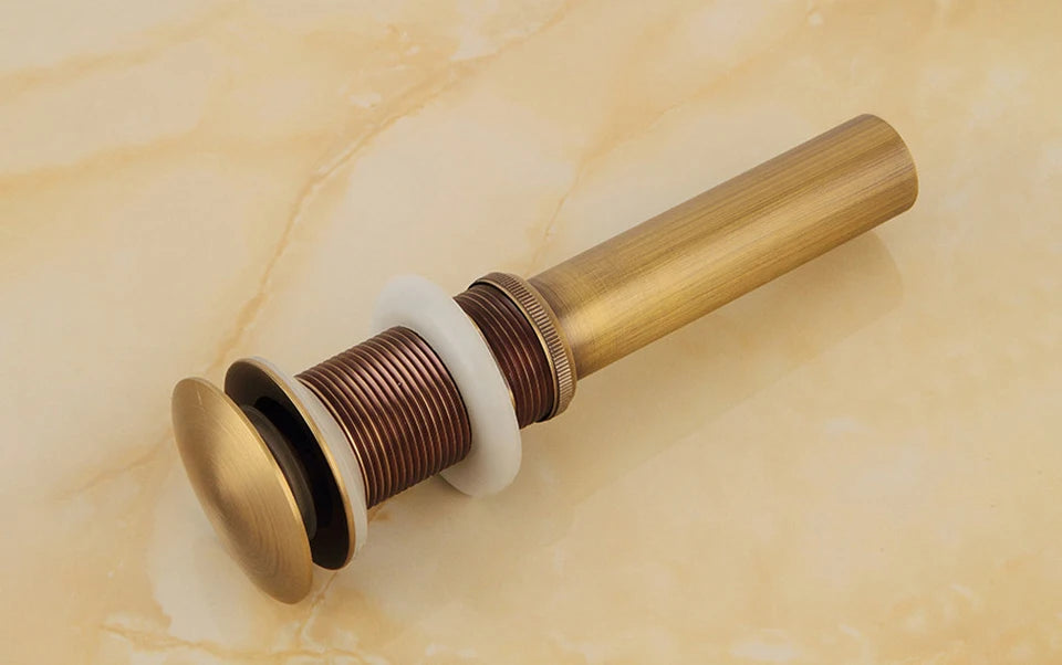 Antique Brass Pop Up Drain Bathroom Sink Push Down Pop Up Stopper