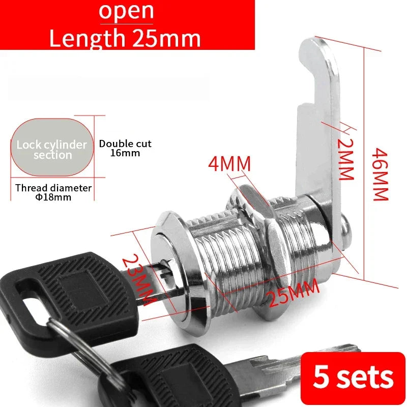 5/20 Sets Security Cam Locks - Metal Alloy Cylinder Cabinet Locker