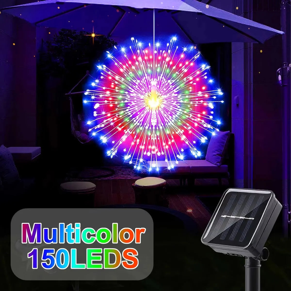 1PC Hanging Solar Firework Lights, 480LED Starburst Lights