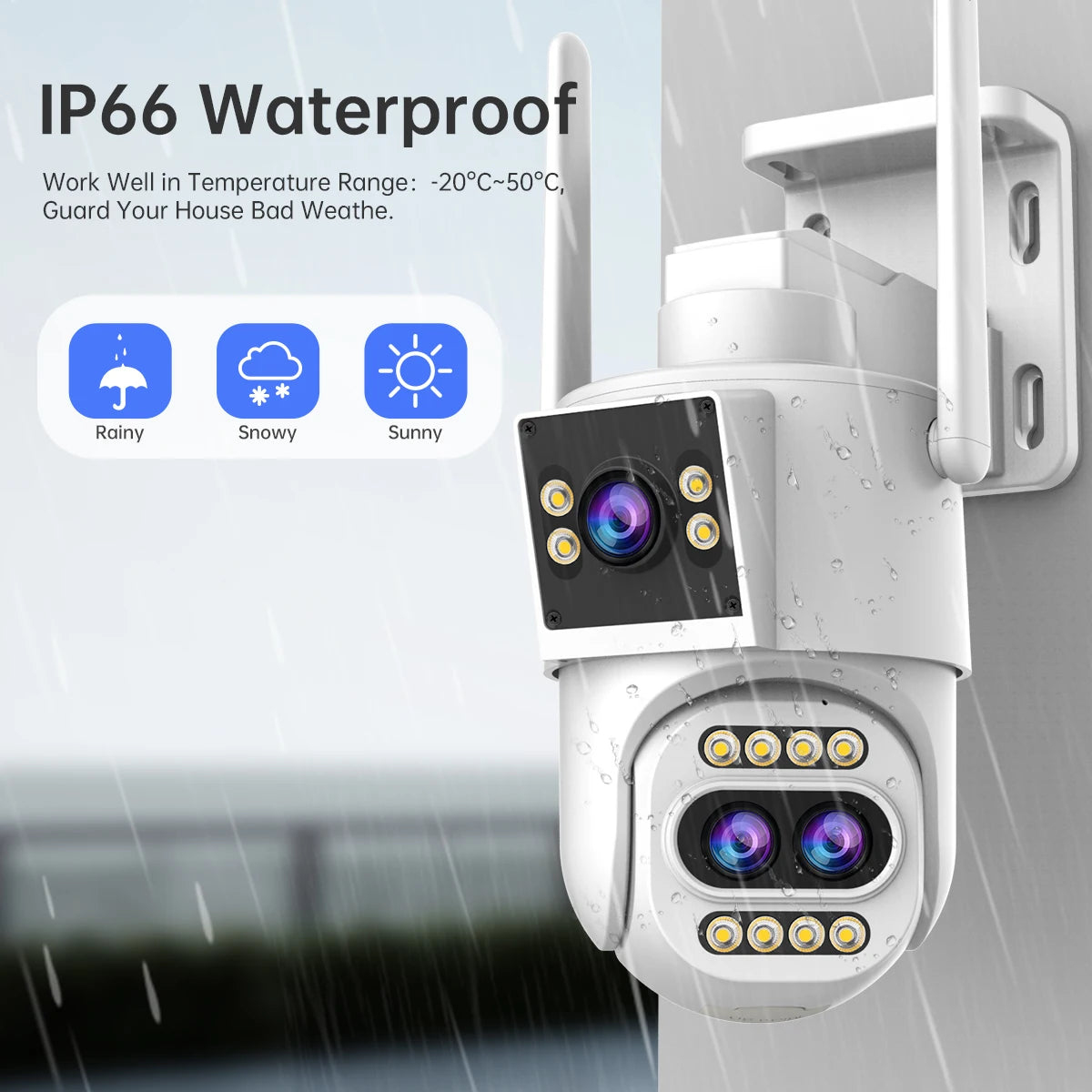 JOOAN 4K 8MP WiFi Surveillance Camera Outdoor Three-Lens Dual Screen