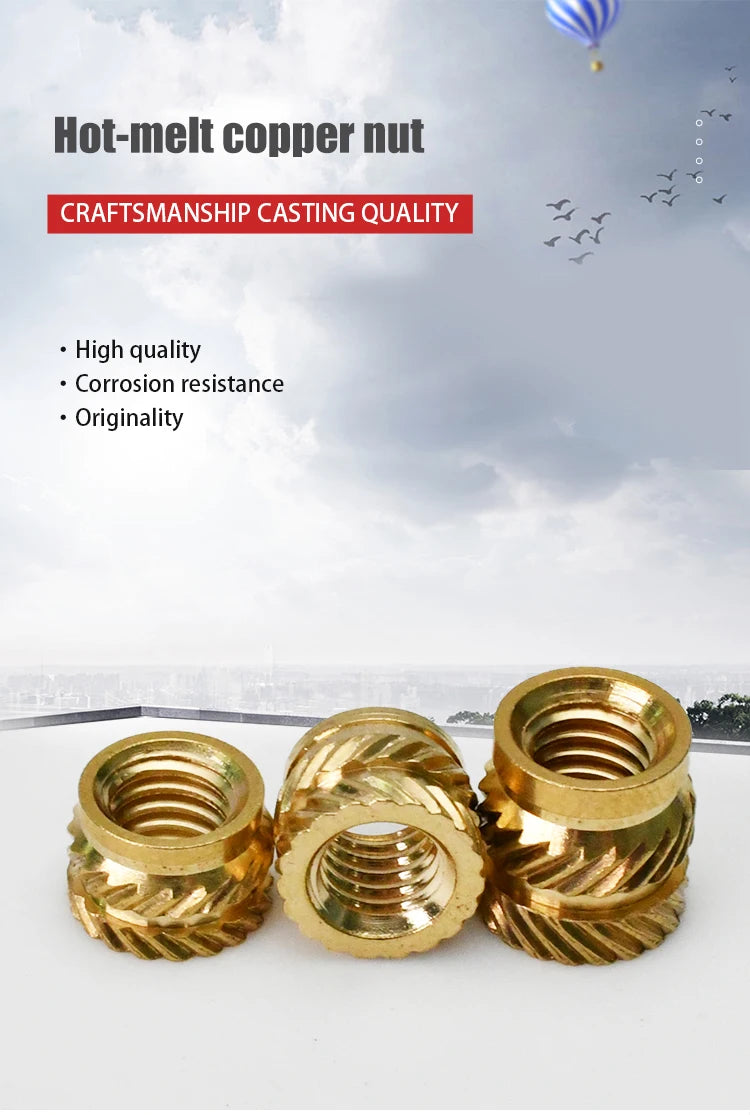 M2 M2.5 M3 M4 M5 M6 Brass Heat Set Insert Nut Hot Melt Knurled