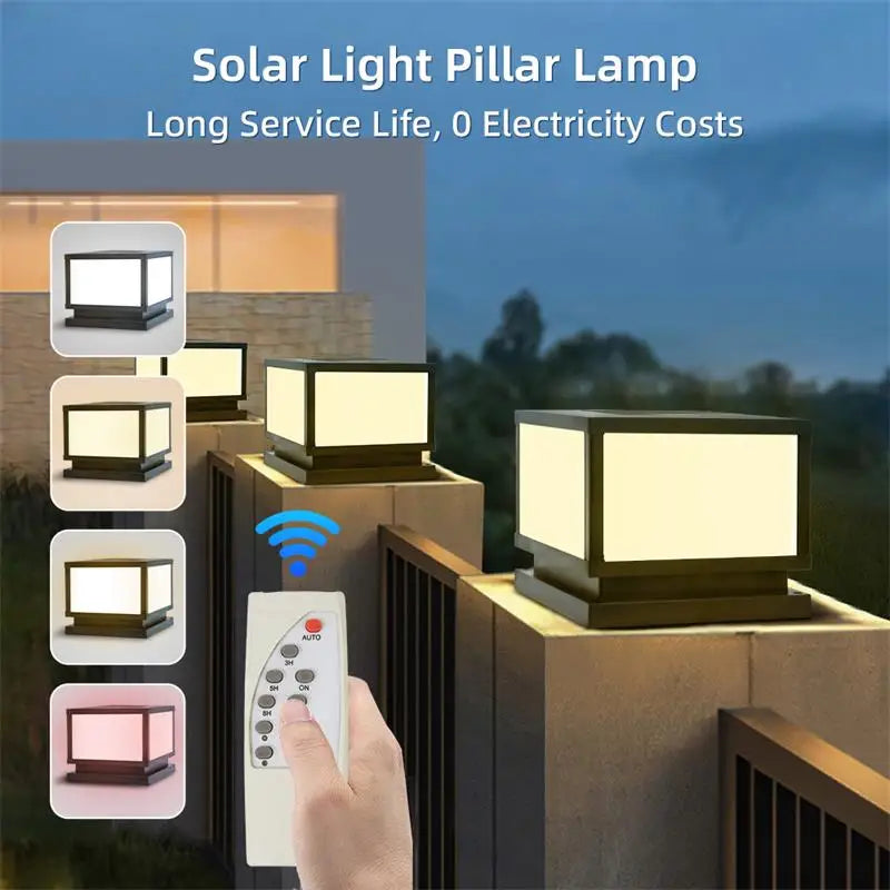 Timed LED Solar Outdoor Light Pillar Solar Lights Waterproof Thick