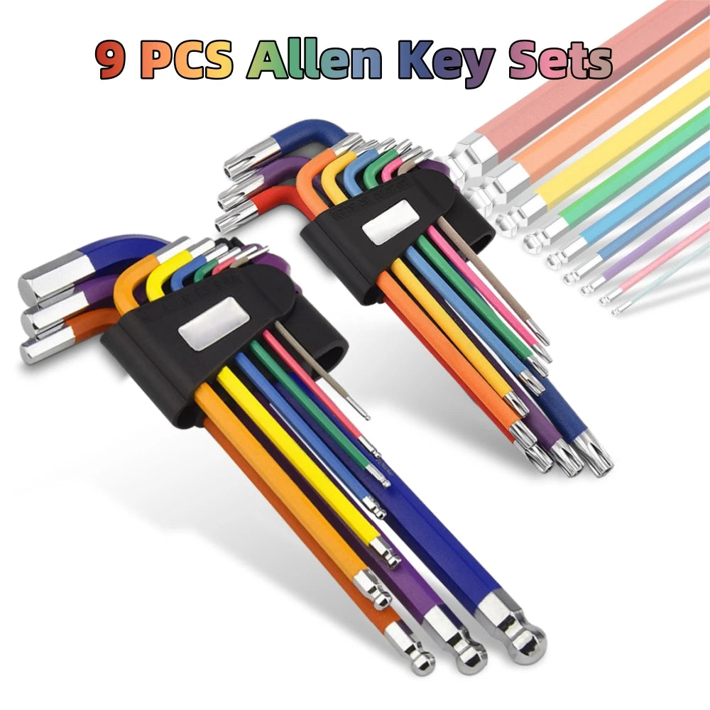 Allen Key Sets 9 PCS Hexagon Spanner Colorful Universal Hex Wrench