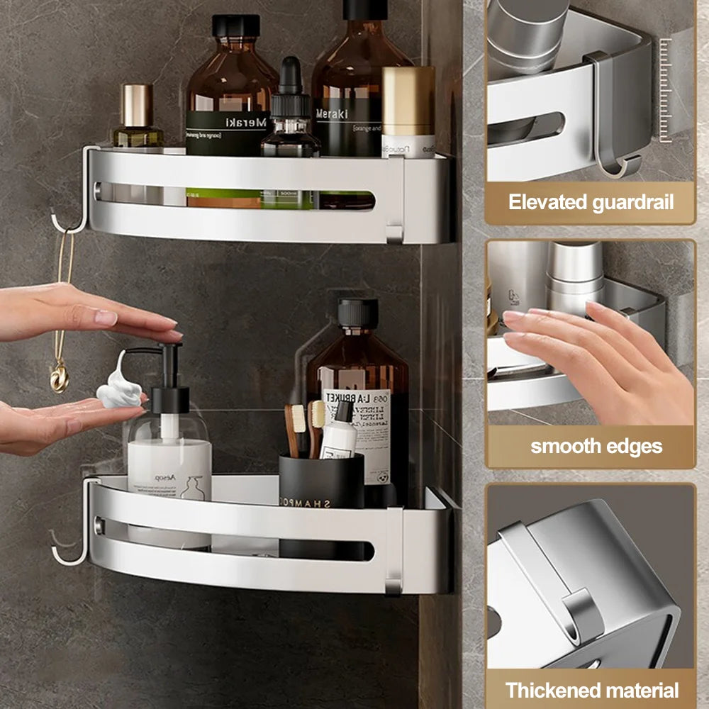 Bathroom Shelf No Drill Wall Mounted Shampoo Bottle Shower Corner