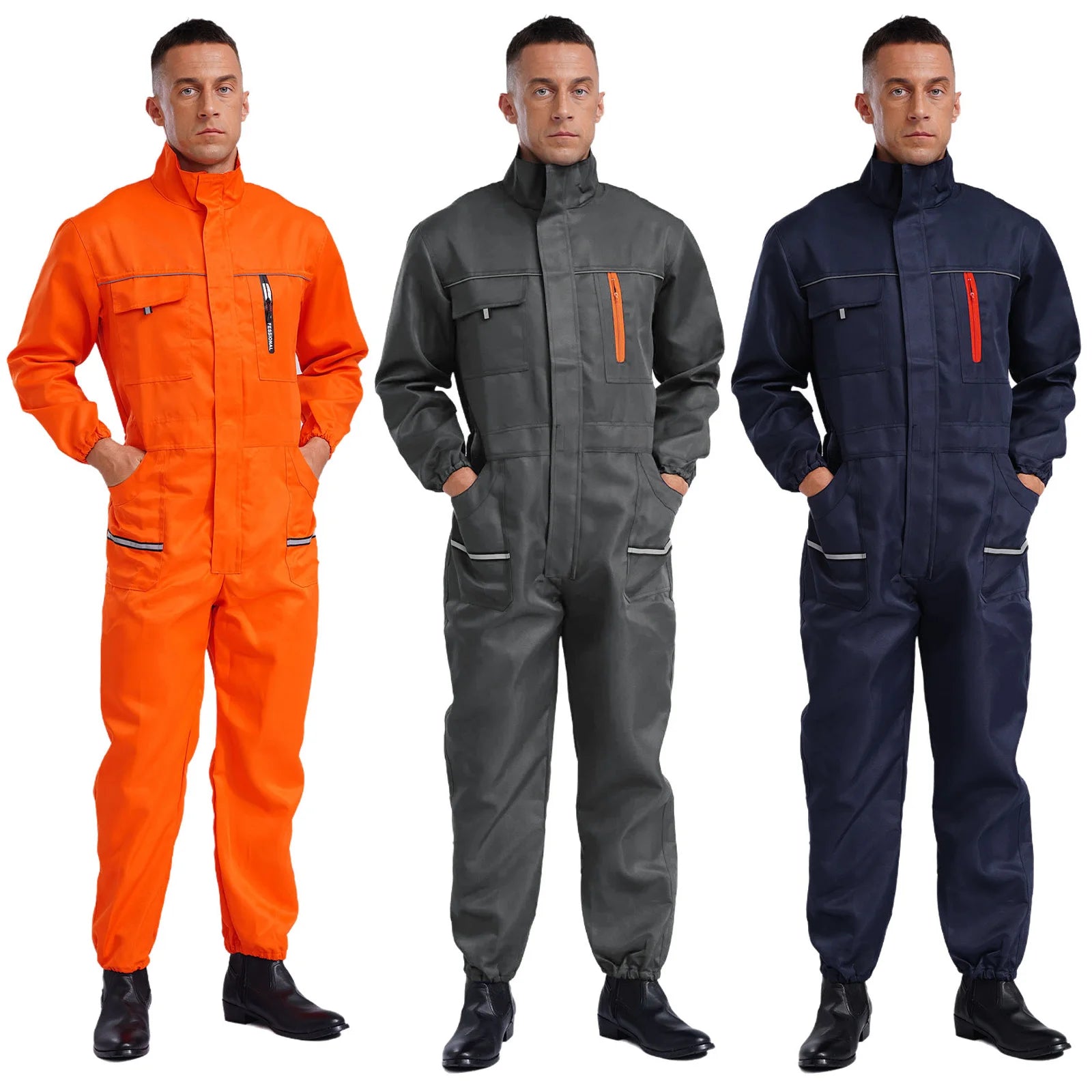 Men Women Resistant Work Coveralls Long Sleeve Multi-pockets Jumpsuit