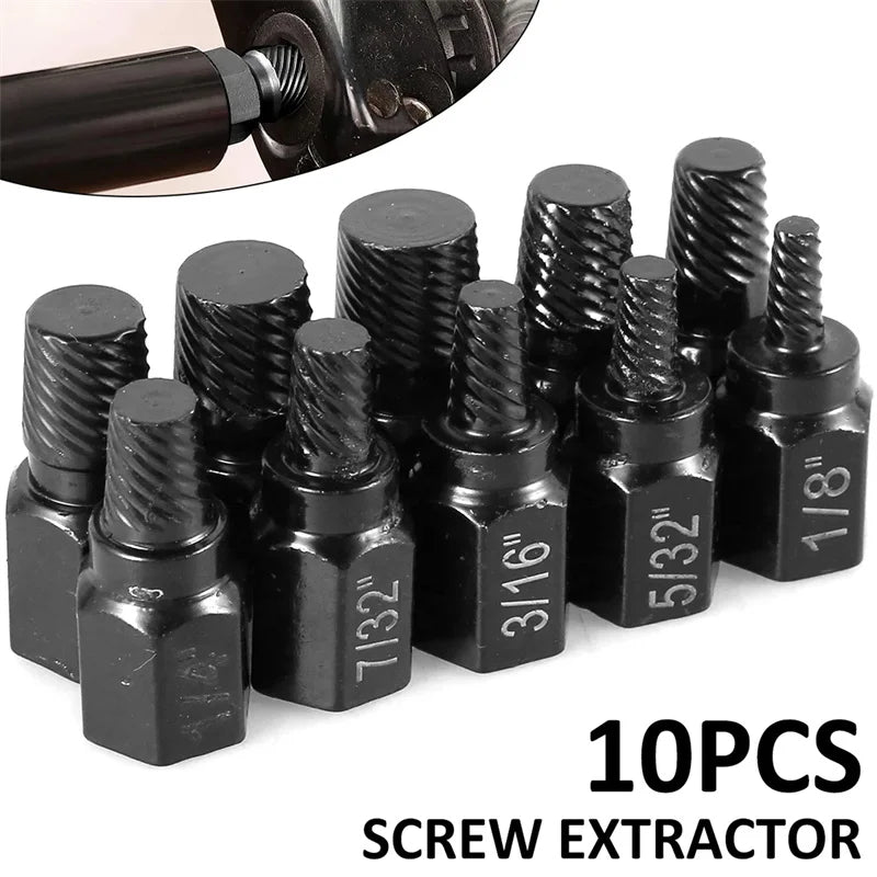 Screw Extractor Kit — 10 or 13-Piece Damaged Bolt & Stud Remover Set