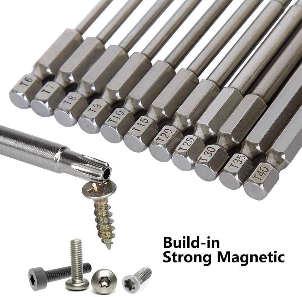 12Pcs Hex Bits Driver Tamper Proof Security Drill Magnetic Bit Set