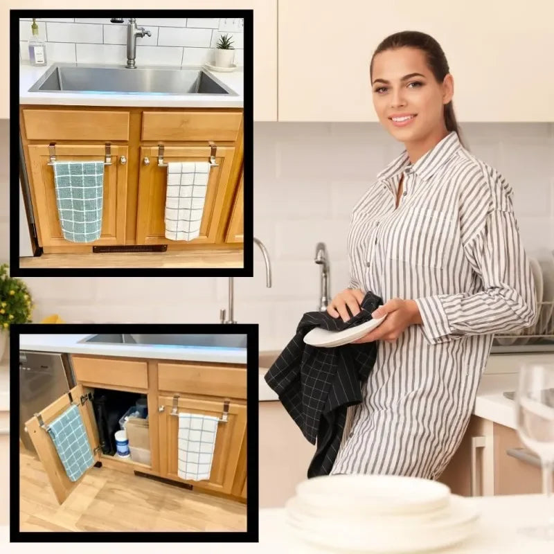 1/2p Towel Rod Steel Metal Wire Over Cabinet Towel Rack Storage