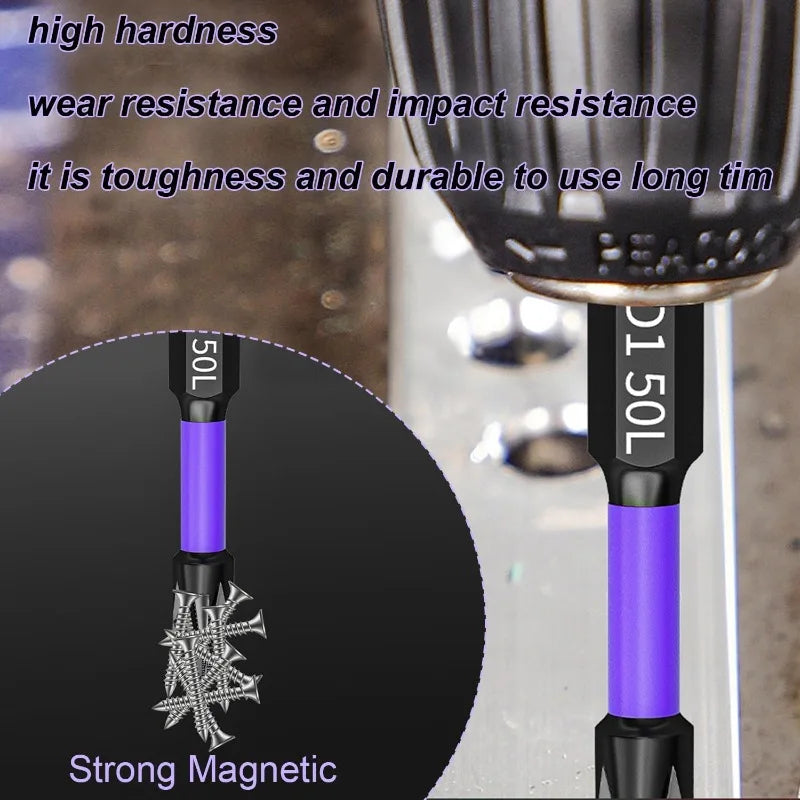 Strong Magnetic Impact Bit Anti-Slip Long Screwdriver Drill Hex Shank