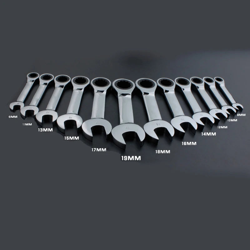 8-19mm Short Handle Ratchet Handle Wrench CR-V Combination Wrenches