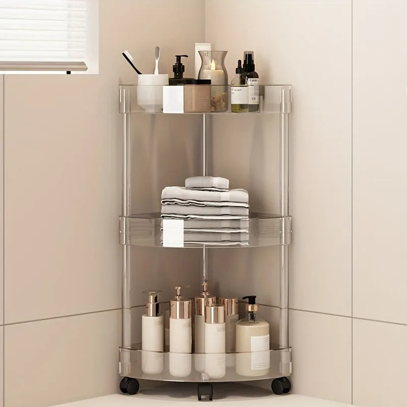 Household Corner Rack With Wheels Stainless Steel Multi-Layer Storage