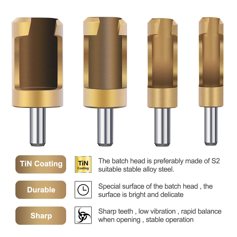 XCAN 4pcs set Barrel Cork Drill Bit Titanium Coated Wood Plug Cutter