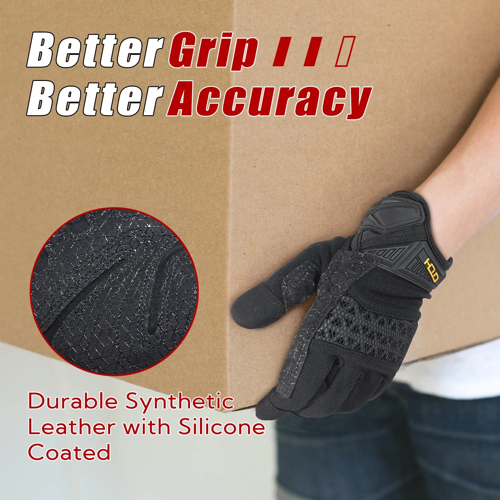 HANDLANDY Tactical Gloves, Flexible Grip Work Gloves for Men