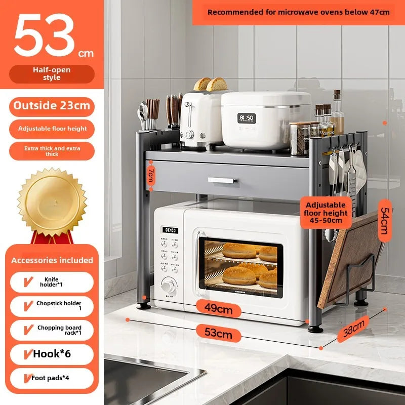 Countertop Kitchen Storage Rack – Microwave, Oven & Rice Cooker Shelf