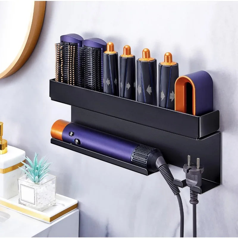 Iron No Drill Hair Tool Organizer Wall Mounted Storage Rack