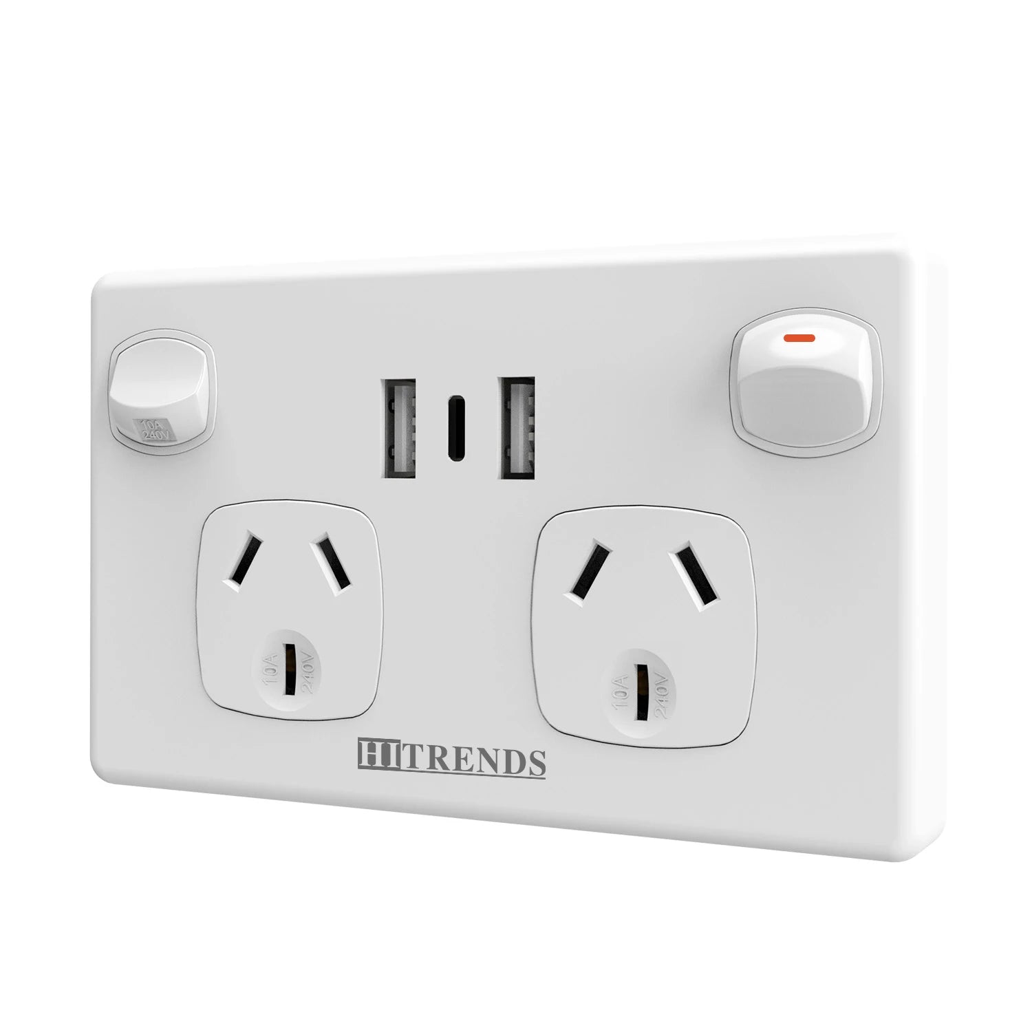 Australian Standard USB Wall Socket Dual Socket with 2 USB 1 Type-C