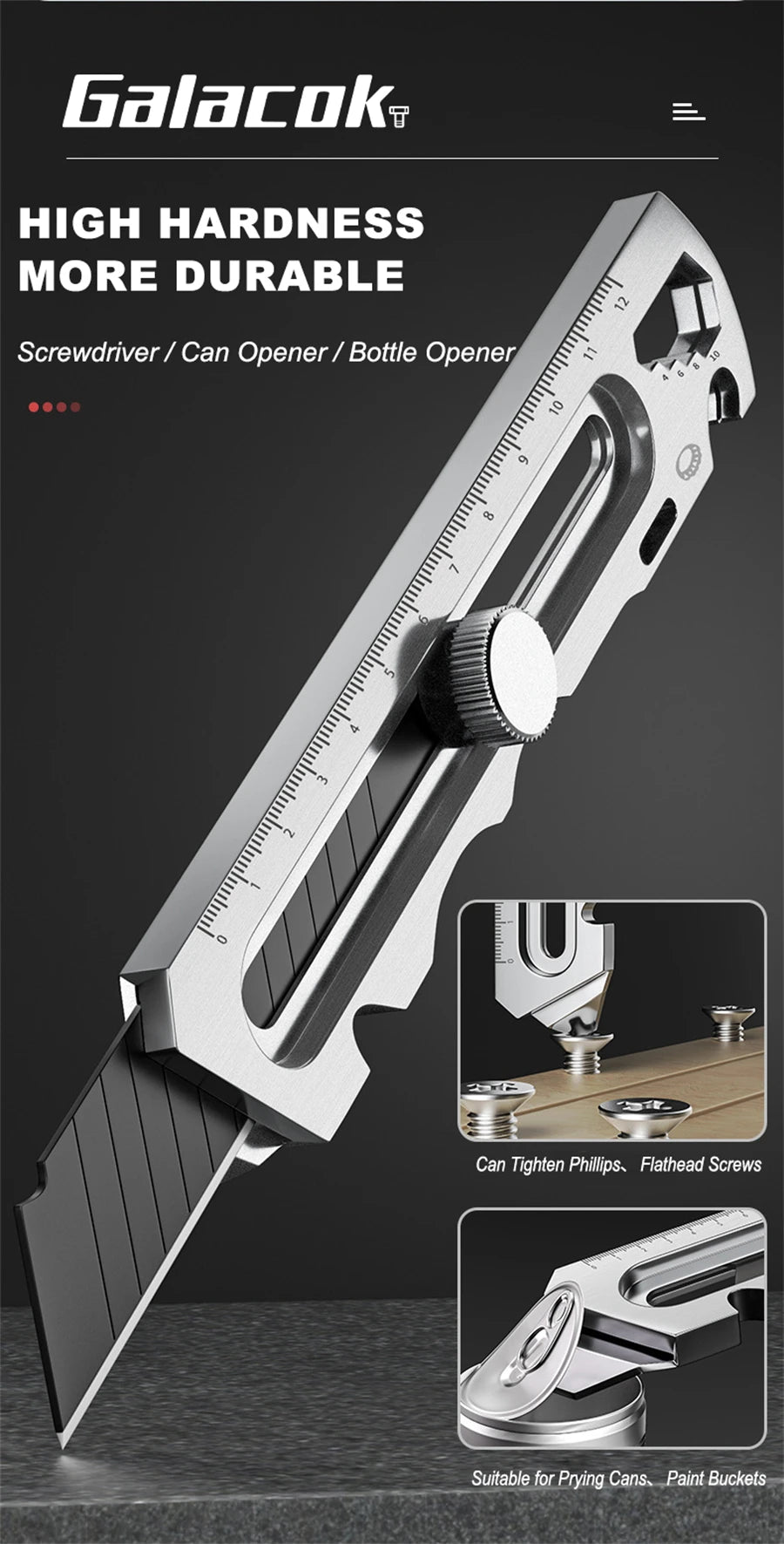 Stainless Steel Utility Knife 6 In 1 Multi-Function Opener