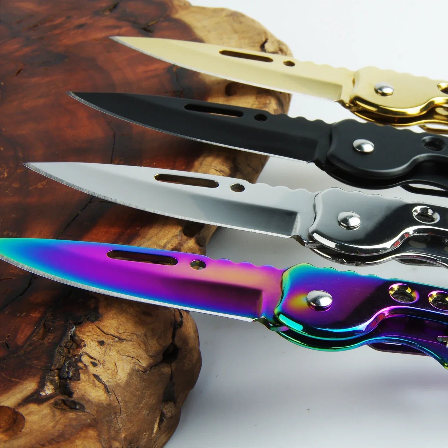 Stainless Steel Keychain Folding Knife Outdoor Carrying Knife Mirror
