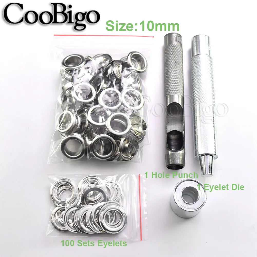 100sets Metal Eyelet Grommet Punch Installer Tool Set for Belt
