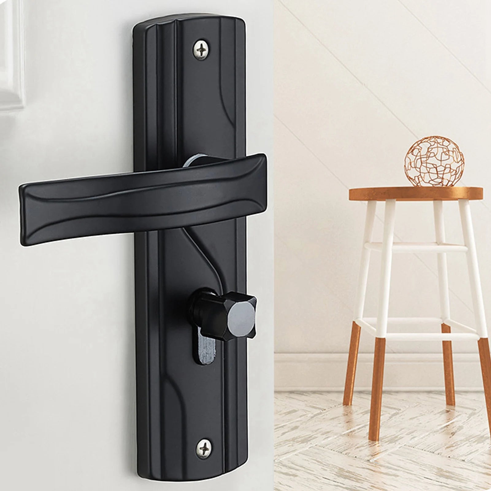 Door Handle Lock Keys Set Black Bedroom Door Lock Set Thickened