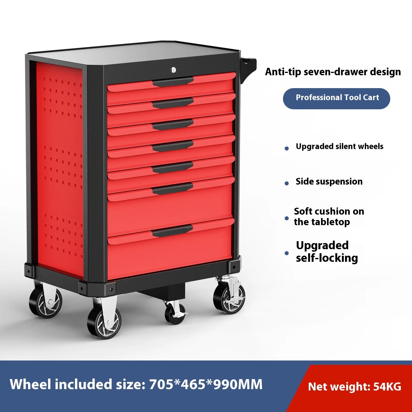Heavy-Duty 7-Drawer Workshop Tool Cabinet with Lock