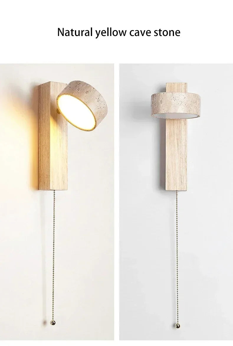 Rotatable Spanish Natural Limestone Round LED Wall Lamp Double‑Sided