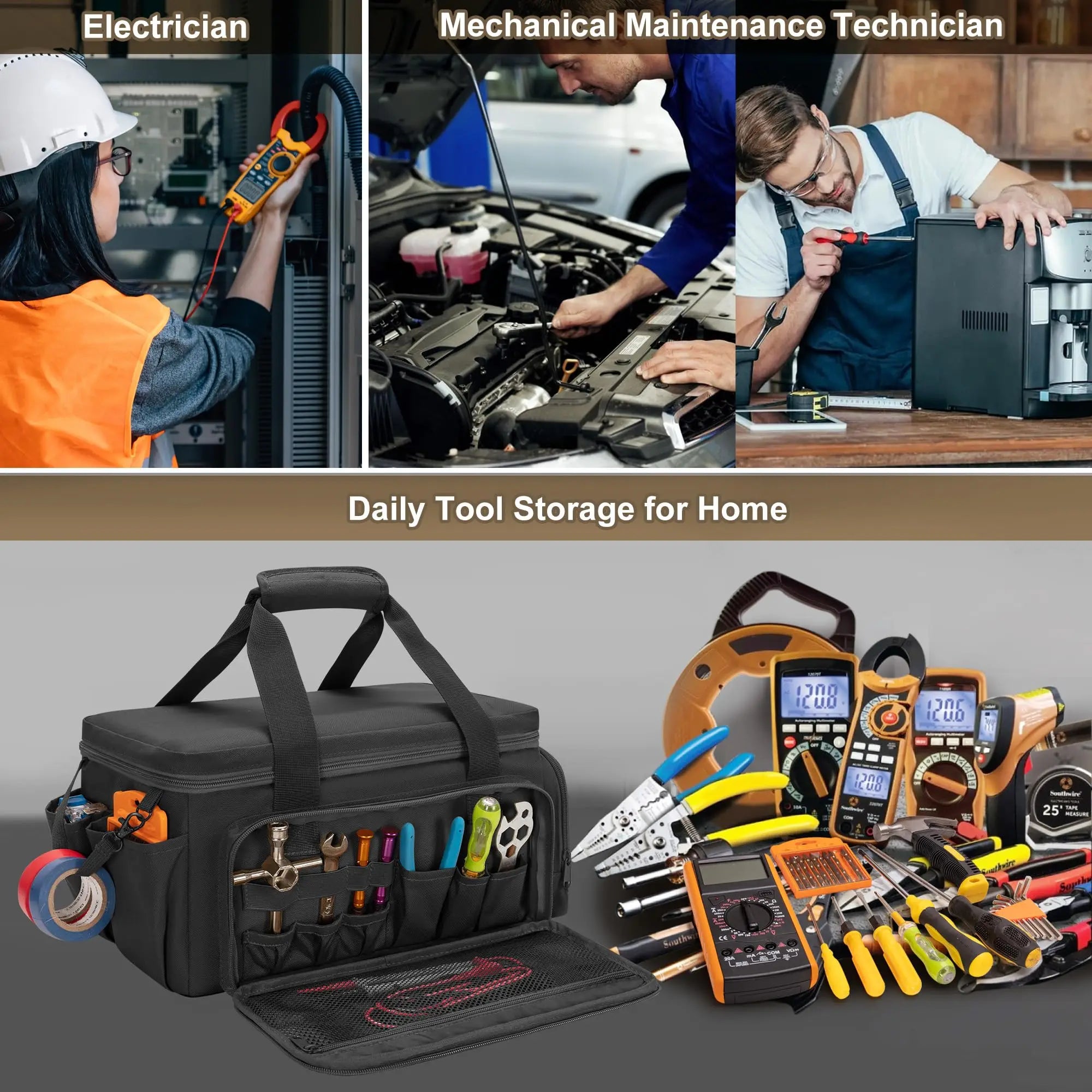 14inch Multifunctional Tool Bag Thickened Large Capacity Waterproofed