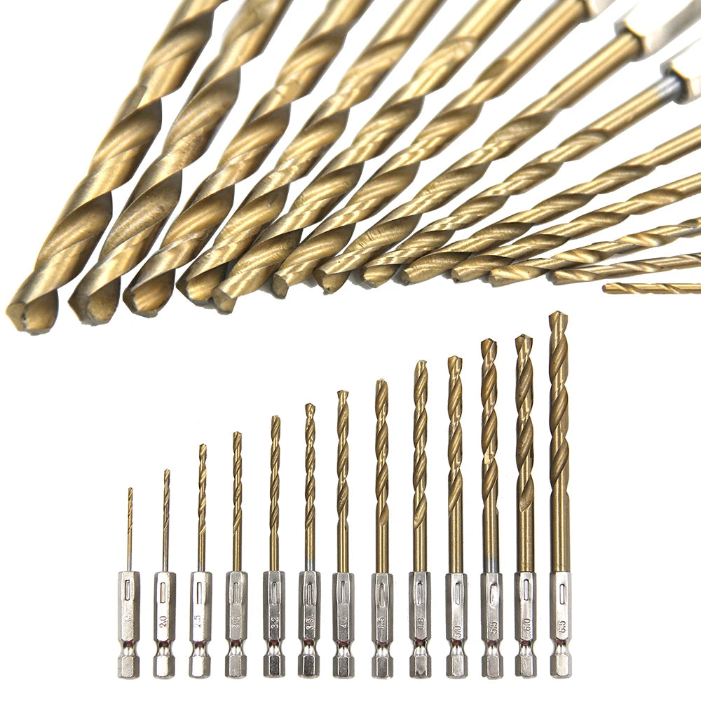 Hexagonal Handle 13pc Titanium Plated Fried Dough Twists Drill