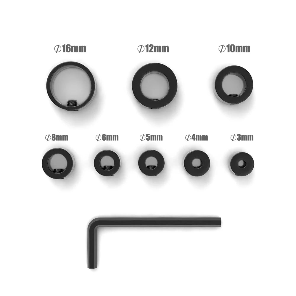Drill Bit Depth Stop Collar Set — 9-Piece 3mm to 16mm Adjustable Po