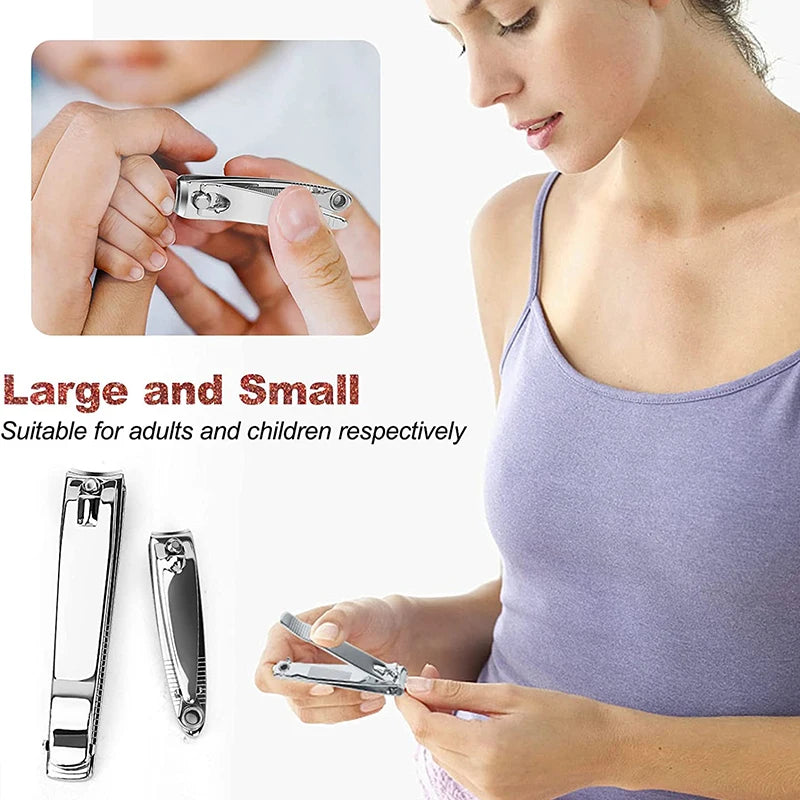 Splash resistant nail clippers, stainless steel scissors