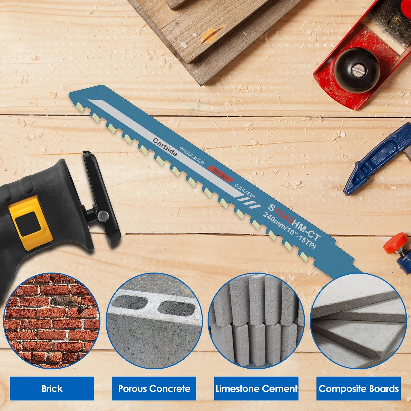 Universal Reciprocating Saw Blade 10–20" – Alloy Steel Brick