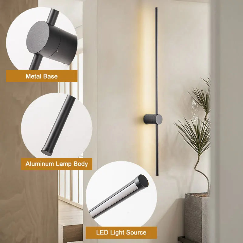 Indoor Dimmable LED Wall Lamps for Bathroom Bedroom 360° Rotatable