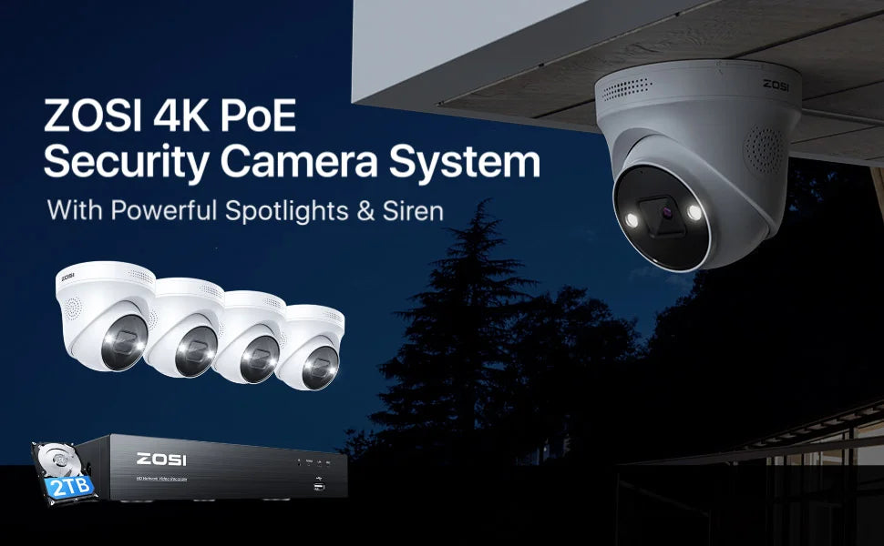 ZOSI 4K 8MP 5MP POE Video Surveillance Kit 8CH H.265 Home CCTV NVR