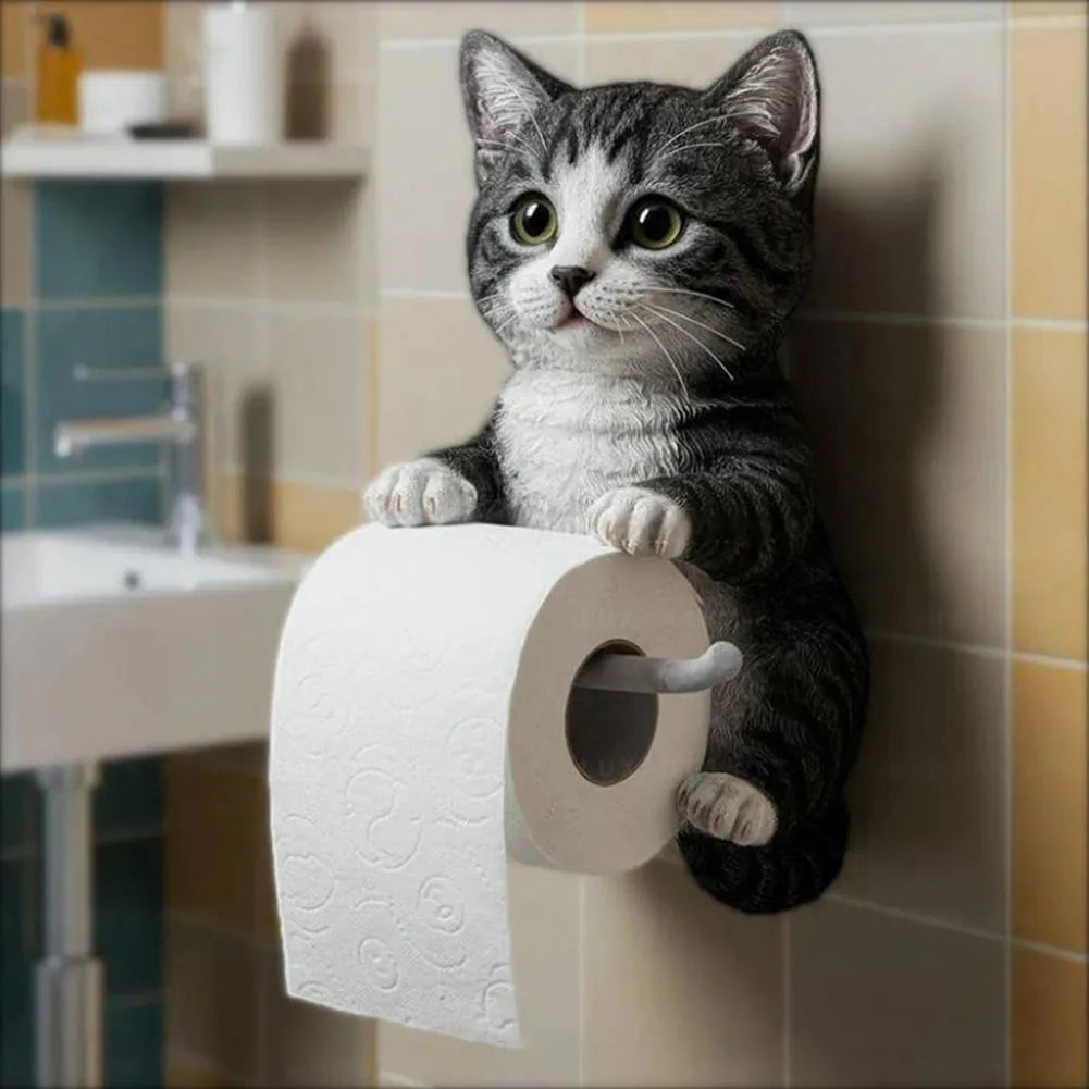 Wall Mounted Toilet Paper Roll Holder Decorative Cat Shape Paper