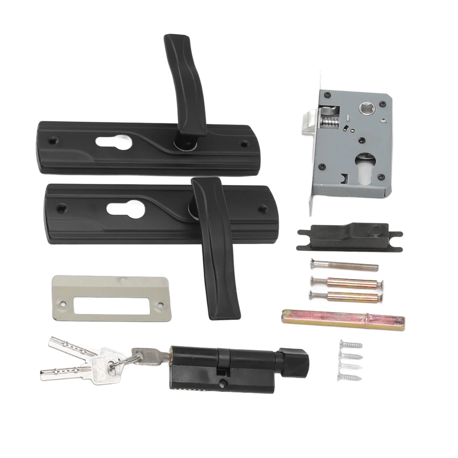 Door Handle Lock Keys Set Bedroom Door Lock Set Large Knob Black