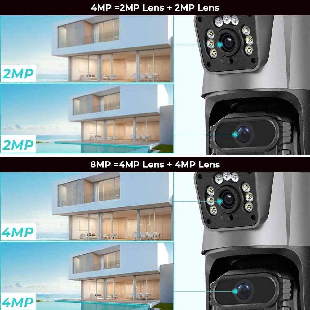 BESDER Wifi PTZ Camera 8MP Dual Screen IP Cam Outdoor Surveillance