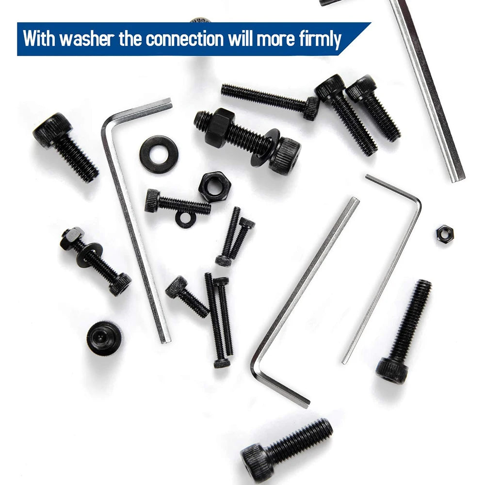 1060pcs M2 M3 M4 M5 Hex Socket Screw Set Carbon Steel Flat Round Cap