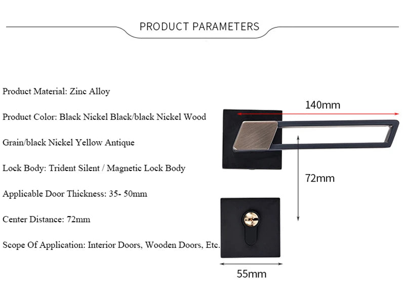 Interior Zinc Alloy Silent Anti-theft Door Lock Security Mute Door