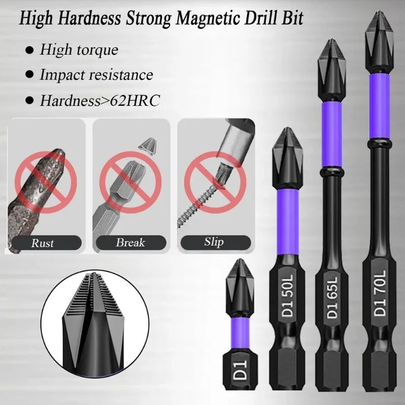 Magnetic Screwdriver Drill Bit Set Non-slip Cross Head Impact Bit