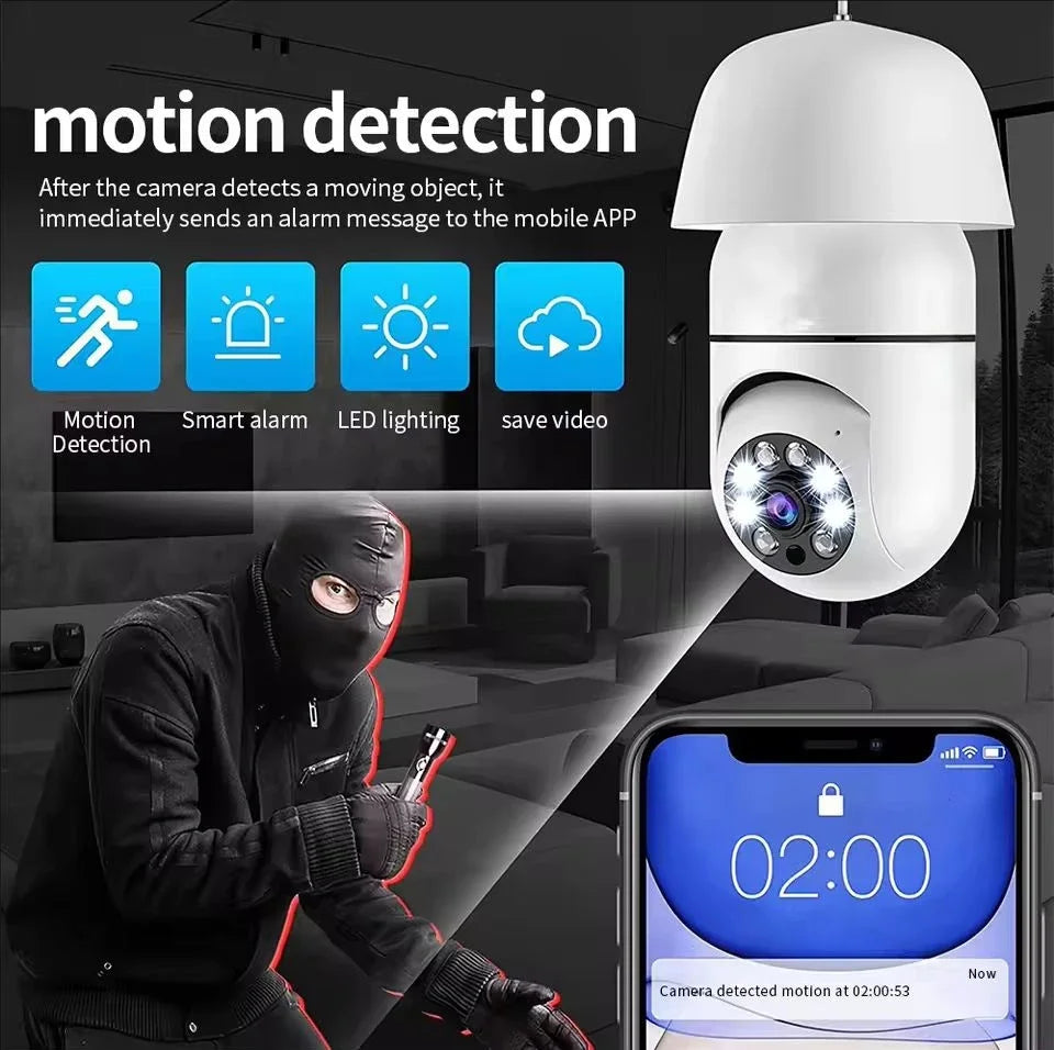 Bulb E27 Surveillance Camera Full Color Night Vision Automatic Human