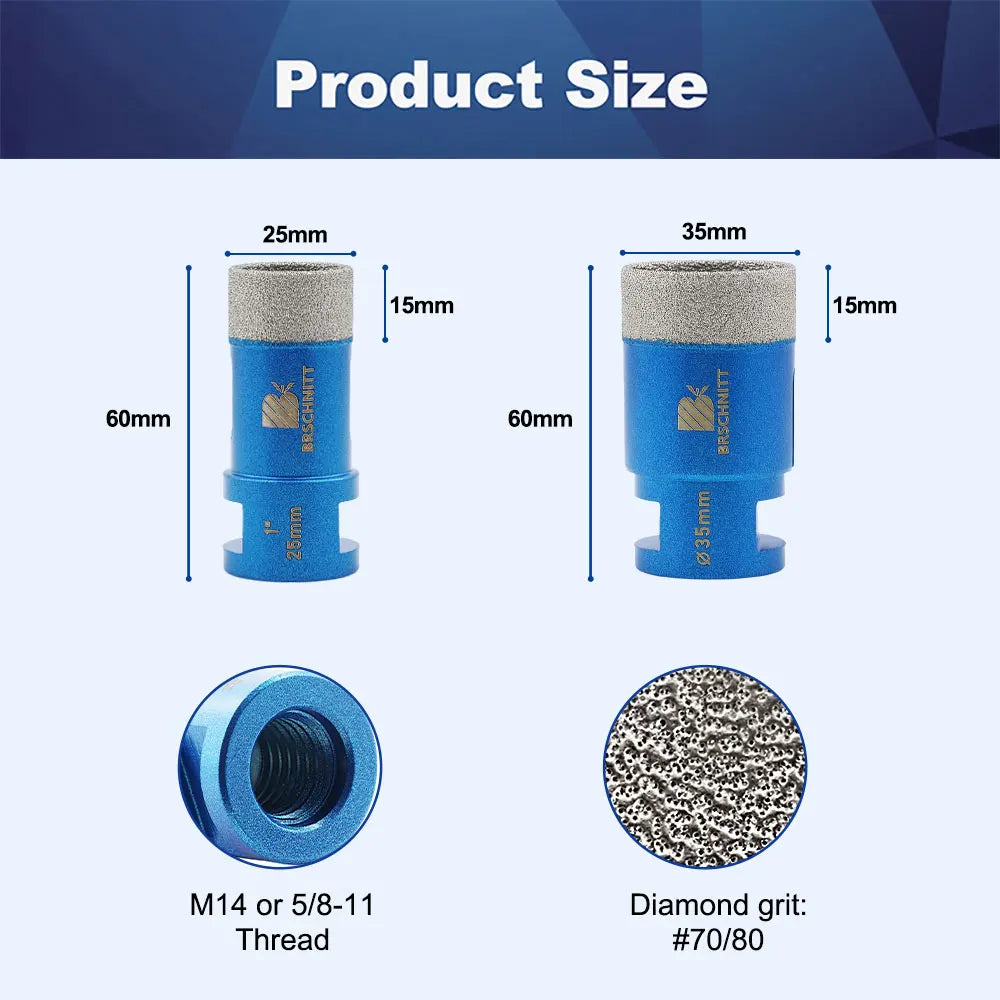 BRSCHNITT Glass Drill Bit Diameter 25/35mm M 14 Thread For Glass