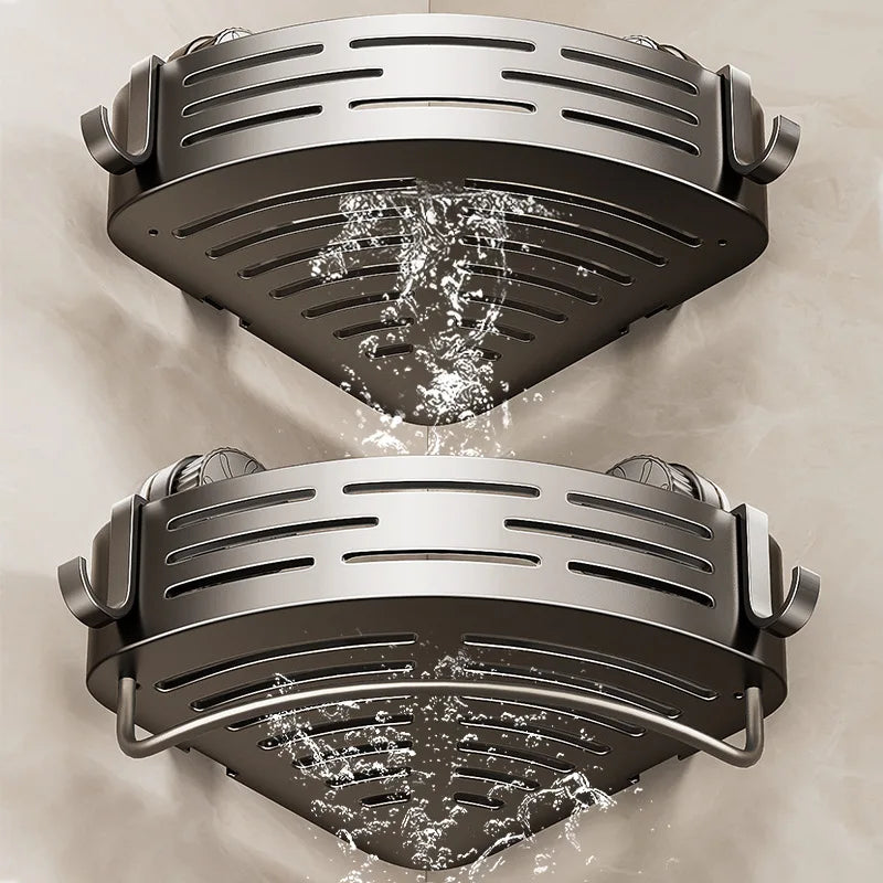 Bathroom suction cup triangular basket storage rack
