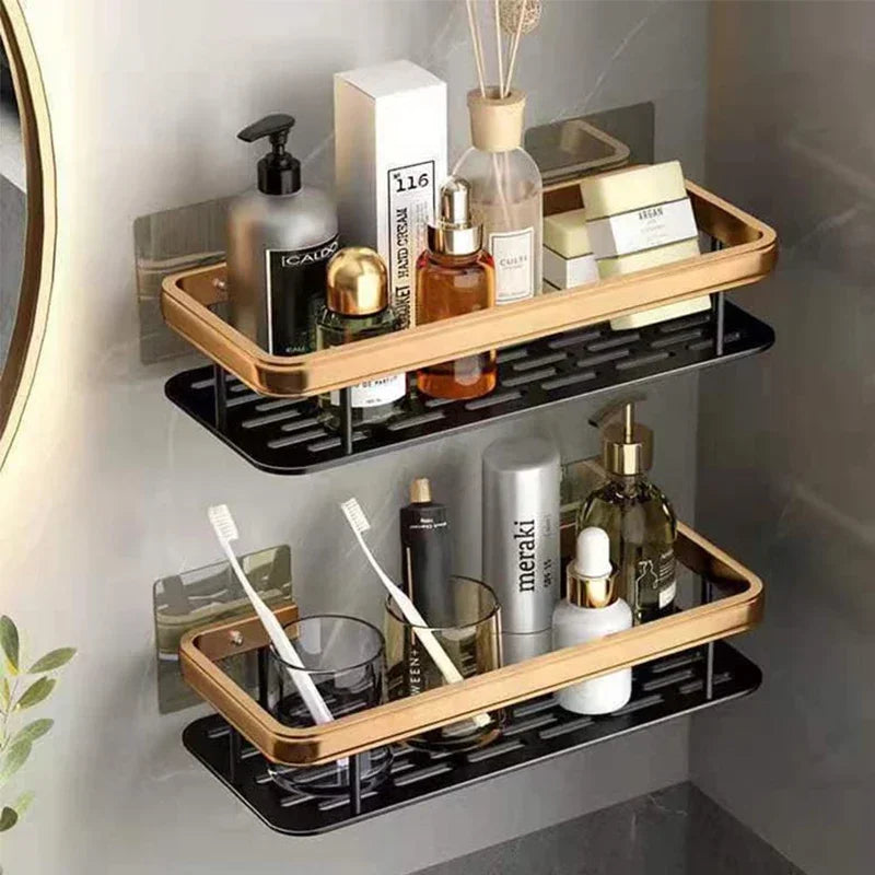 Bathroom Shelf Kitchen Storage Organizer Aluminum Alloy Shampoo Rack