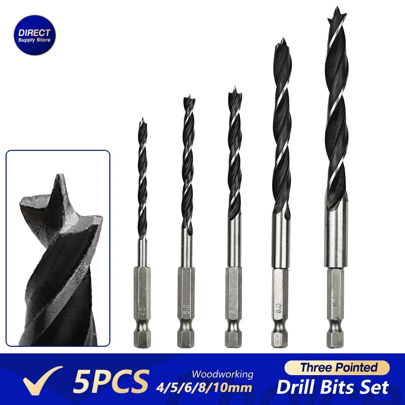 5-Piece 1/4" Hex Spade Drill Bit Set — 4mm to 10mm - View 1