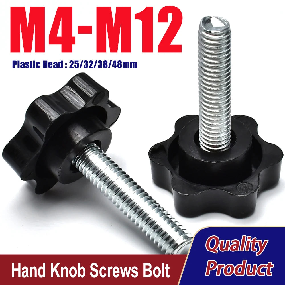 Carbon Steel Hand Knob Screws Bolt M4 M5 M6 M8 M10 M12 Plastic Star